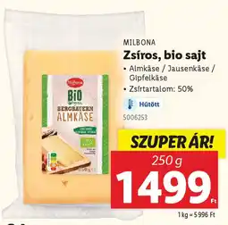 Lidl MILBONA Zsíros, bio sajt ajánlat