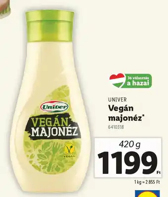 Lidl UNIVER Vegán majonéz ajánlat