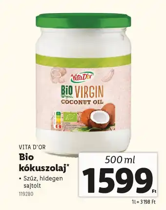 Lidl Bio VitaDor kókuszolaj ajánlat