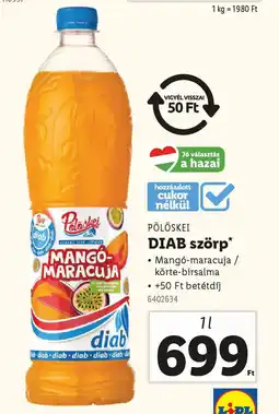 Lidl PÖLÖSKEI DIAB szörp ajánlat