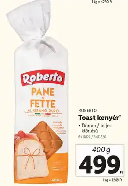 Lidl ROBERTO Toast kenyér ajánlat