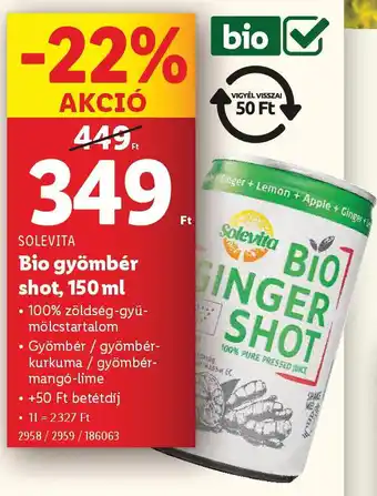 Lidl SOLEVITA Bio gyömbér shot ajánlat