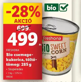 Lidl FRESHONA Bio csemegekukorica, töltőtömeg ajánlat