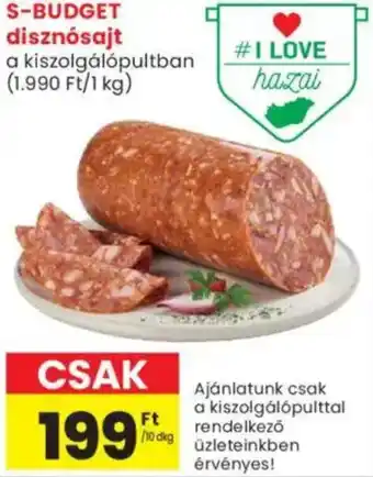 Spar Market S-BUDGET disznósajt ajánlat