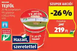 ALDI Milsani tejföl ajánlat