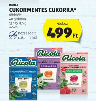 ALDI Ricola cukormentes cukorka ajánlat