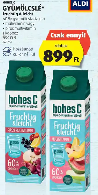 ALDI Hohes C gyümölcslé ajánlat