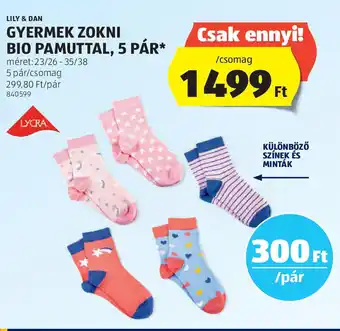 ALDI Lily & Dan Gyermek zokni bio pamuttal ajánlat