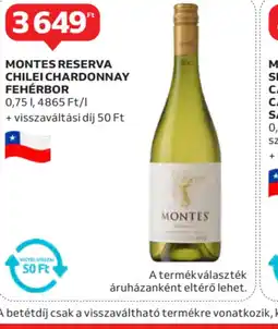 Auchan Montes Reserva Chilei Chardonnay Fehérbor ajánlat