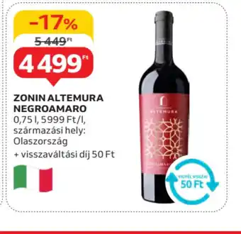 Auchan Zonin Altemura Negroamaro ajánlat