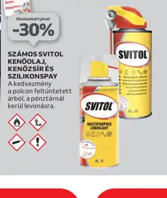 Auchan Számos Svitol kenőolaj, kenőzsír és szilikon spray ajánlat