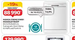 Auchan Hansa ZWM615WB1 Mosogatgép ajánlat