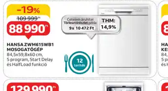 Auchan Hansa ZWM615WB1 Mosogatgép ajánlat