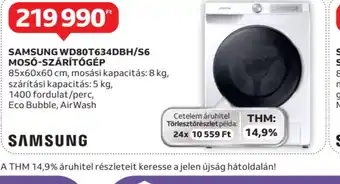 Auchan Samsung WD80T634DBH/S6 mos-szárítgép ajánlat