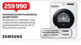 Auchan Samsung DV90TS240AW/S6 Szárítgép ajánlat