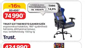 Auchan Trust GXT708 Resto Gamer Szék ajánlat