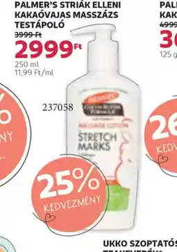 Rossmann Palmer's Stria elleni kakavajas masszázs testápol ajánlat