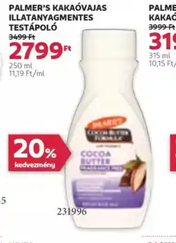 Rossmann Palmer's Kakavajás Illatanyagmentes Testápol ajánlat