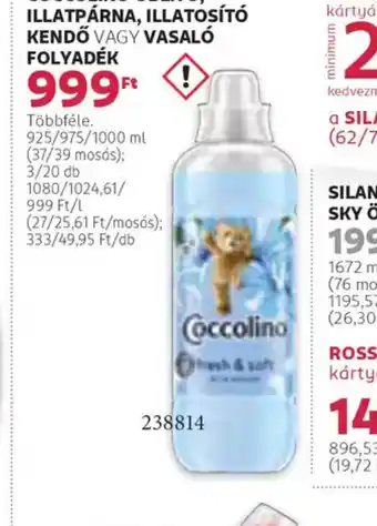 Rossmann Coccolino öblítő, illatpárna, illatosít kendő vagy vasal folyadék ajánlat