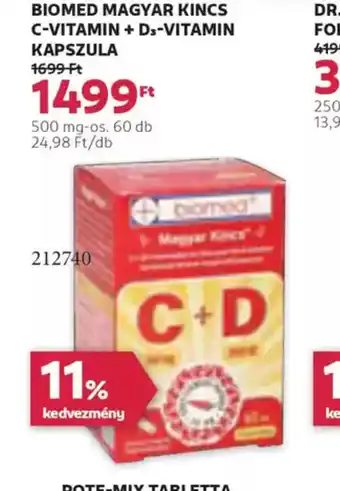 Rossmann Biomed Magyar Kincs C-vitamin + D3-vitamin kapszula ajánlat