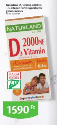 EcoFamily Naturland d-vitamin 2000 ne +c-vitamin forte rágótabletta gyermekeknek ajánlat