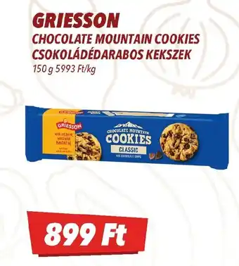 CBA Griesson chocolate mountain cookies csokoládédarabos kekszek ajánlat