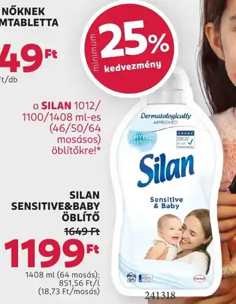 Rossmann Silan Sensitive&Baby öblítő ajánlat