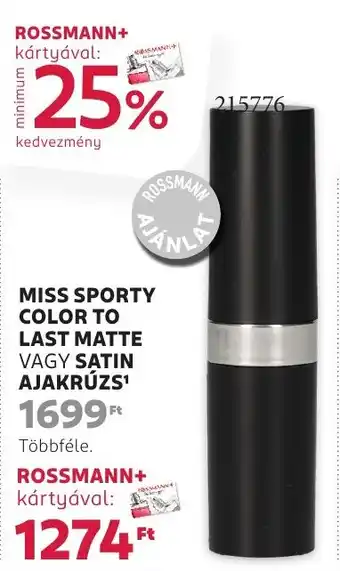 Rossmann Miss Sporty Color to last matte ajánlat