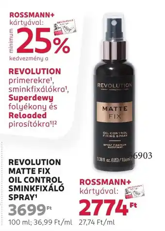 Rossmann Revolution Matte Fix oil control sminkfixáló spray ajánlat