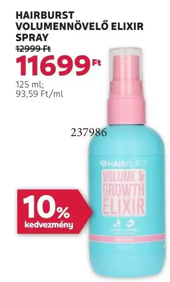 Rossmann Hairburst Volumennövelő Elixir spray ajánlat