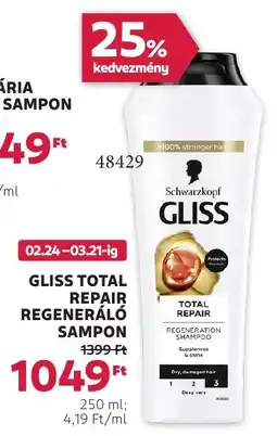 Rossmann Gliss Total Repair regeneráló sampon ajánlat