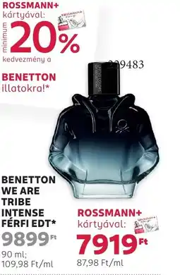 Rossmann Benetton We Are Tribe Intense férfi EDT ajánlat