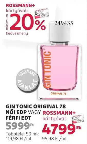 Rossmann Gin Tonic Original 78 Női EDP ajánlat