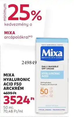 Rossmann Mixa Hyaluronic acid F50 arckrém ajánlat