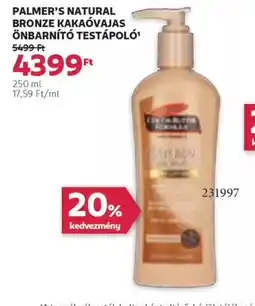 Rossmann Palmer's Natural Bronze kakavajas önbarnít testápol ajánlat