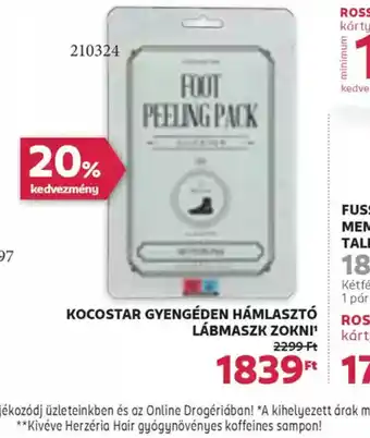 Rossmann KOCOSTAR Gyengéden Hámlaszt Lábmászk Zokni ajánlat