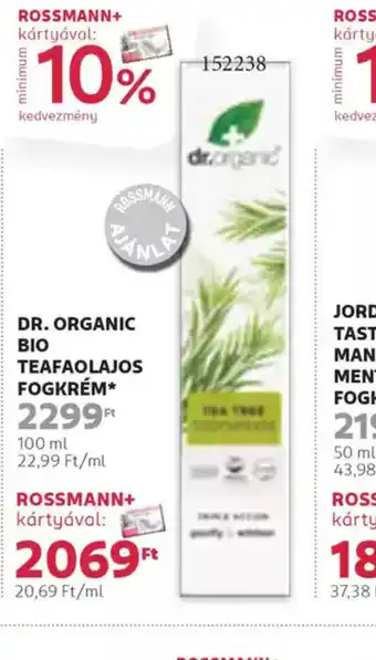 Rossmann Dr. Organic Bio Teafaolajos Fogkrém ajánlat