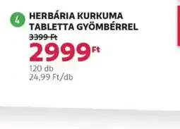 Rossmann Herbária Kurkuma tabletta gyömbérrel ajánlat