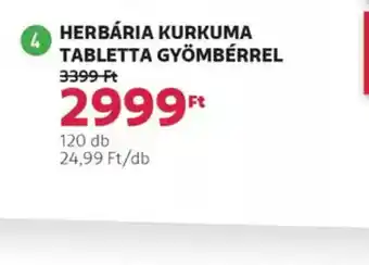 Rossmann Herbária Kurkuma tabletta gyömbérrel ajánlat