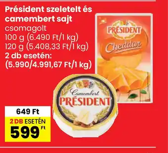 Spar Président szeletelt és camembert sajt ajánlat