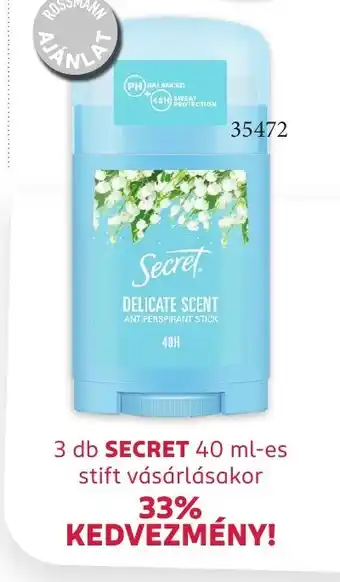 Rossmann 3 db SECRET 40 ml-es ajánlat