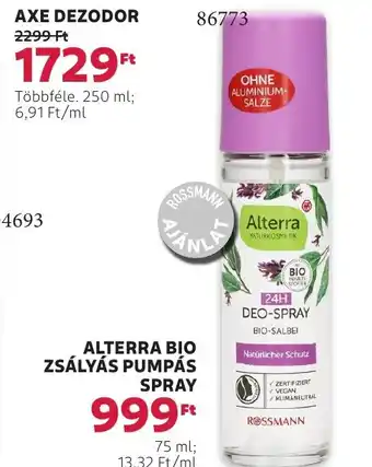 Rossmann Alterra bio zsályás pumpás ajánlat