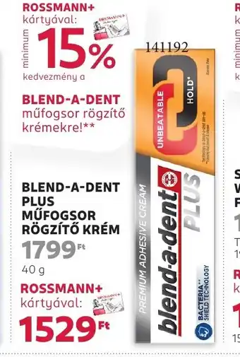 Rossmann Blend-a-dent plus műfogsor rögzítő krém ajánlat