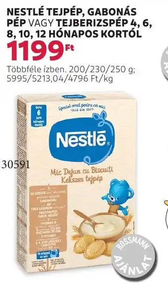 Rossmann Nestlé tejpép, gabonás pép vagy tejbérizspép ajánlat