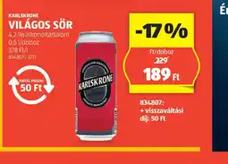 ALDI Karis Krne Világos Sör ajánlat