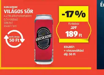 ALDI Karis Krne Világos Sör ajánlat