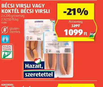 ALDI Bécsi virsli vagy koktél bécsi virsli ajánlat