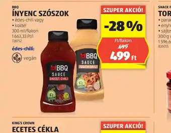 ALDI BBQ 680 g (400 g)/üveg 997,50 Ft/kg (töltötömeg)nyenc Szszok ajánlat