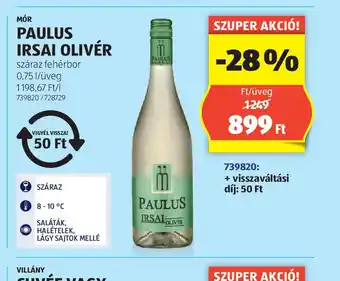 ALDI Paulus Irsai Olivér ajánlat