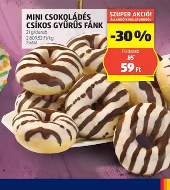 ALDI Mini csokoládés csíkos gyűrűs fánk ajánlat